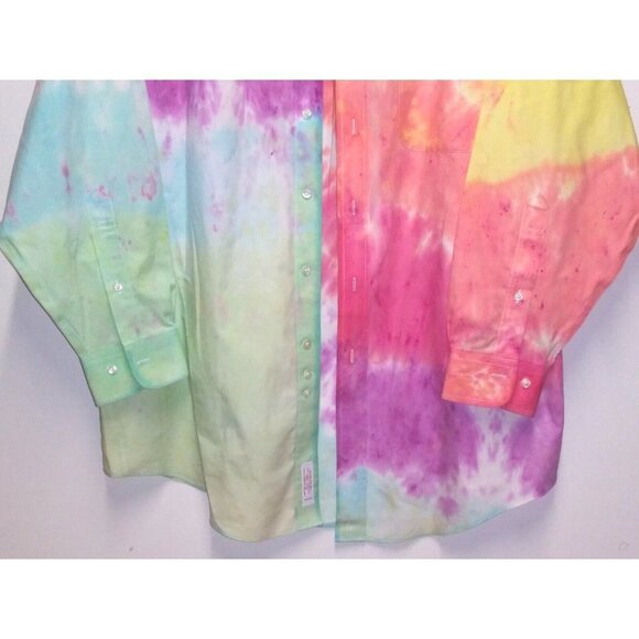 Brooks Brothers Mens Shirt BUTTON UP 16.5 Tie-Dye Multicolor BOHO VTG RARE - Picture 4 of 6